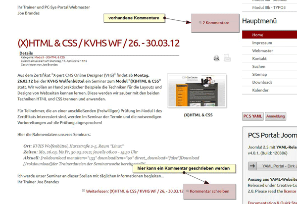 Möglichkeiten für das Kommentieren ausgewählter Beiträge jcomments-screenshot-600px