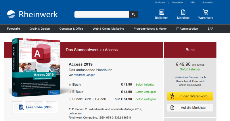 Rheinwerk Verlag Access 2019 Umfassendes Handbuch 800px