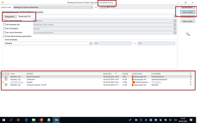 Kategorien für Suche