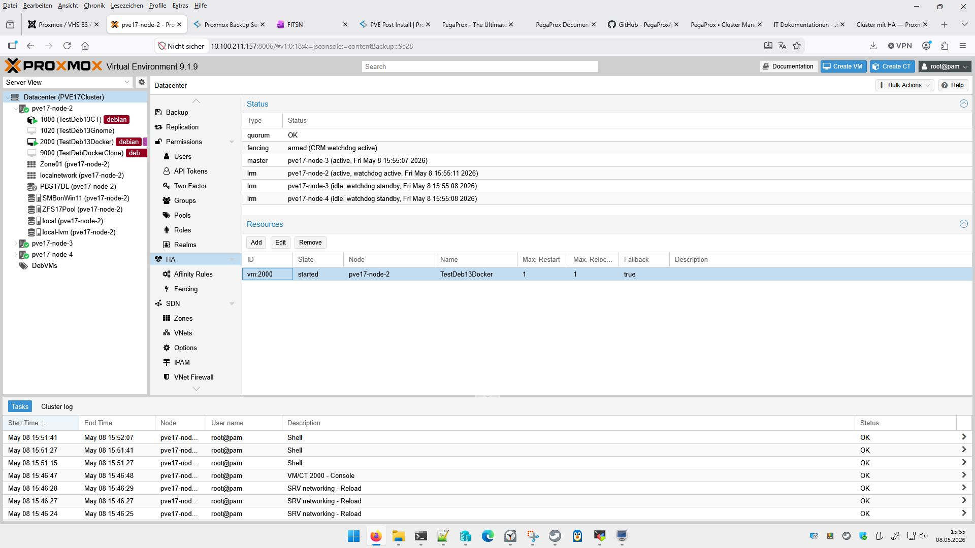 Proxmox Cluster mit PVE Version 9 - Dashboard 2026