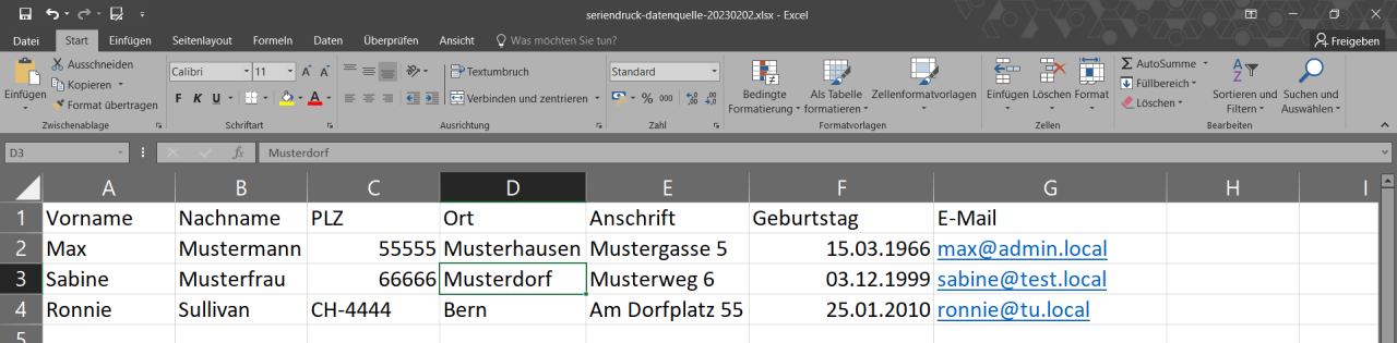 Excel als Datenquelle / Steuerdatei