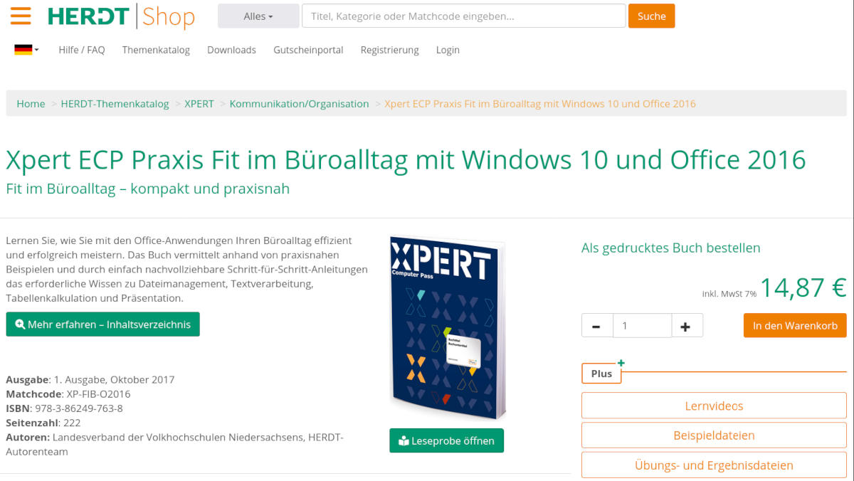 Herdt-Skript Xpert ECP Praxis - Fit im Büroalltag